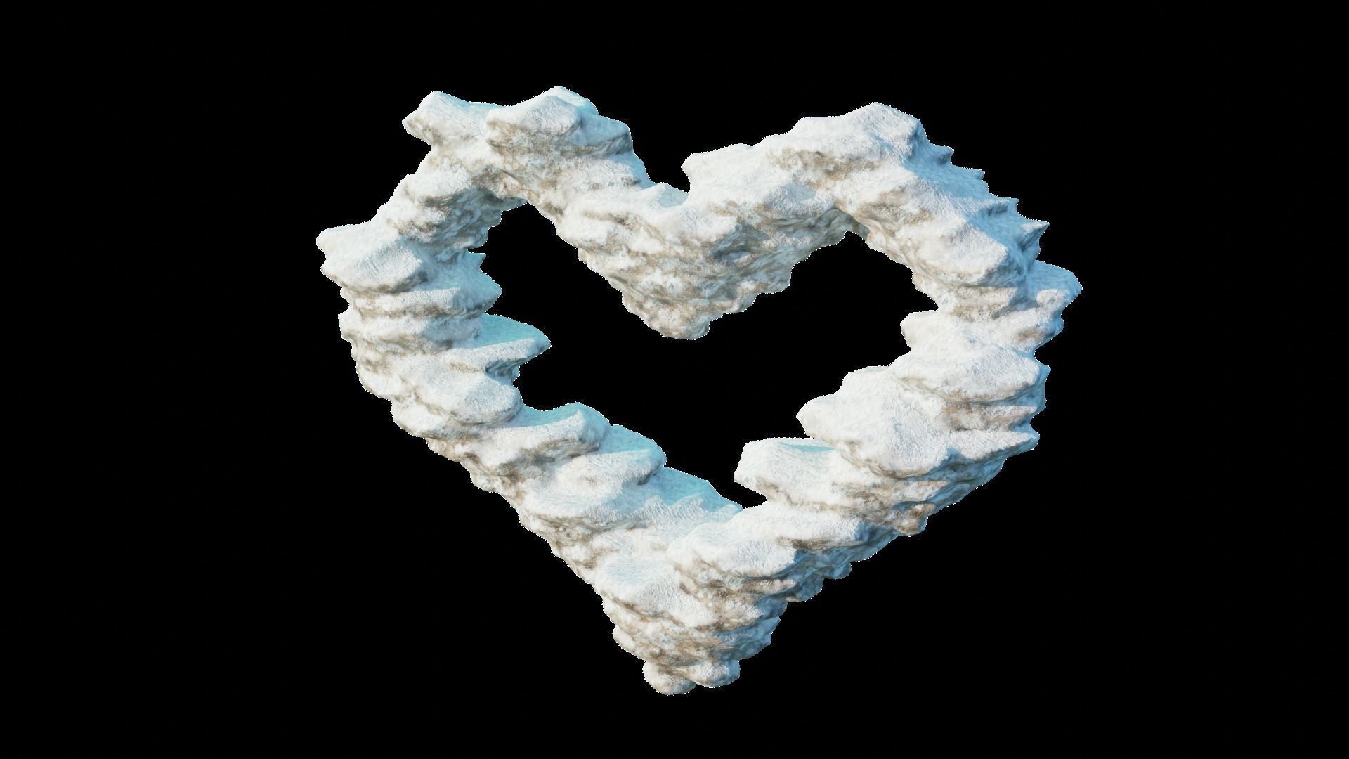 Ice and snow heart winter terrain for garden and lanscape 3D model_1