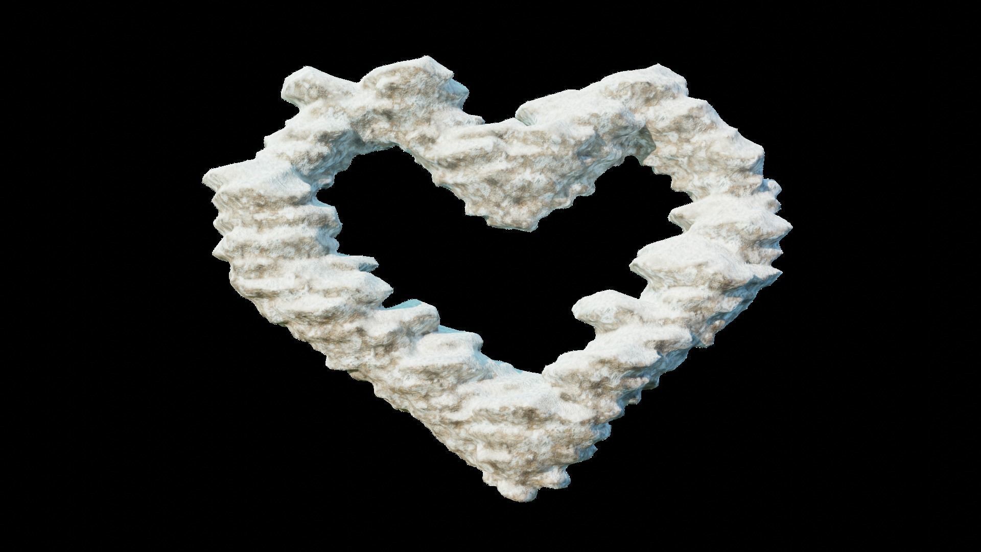 Ice and snow heart winter terrain for garden and lanscape 3D model_2