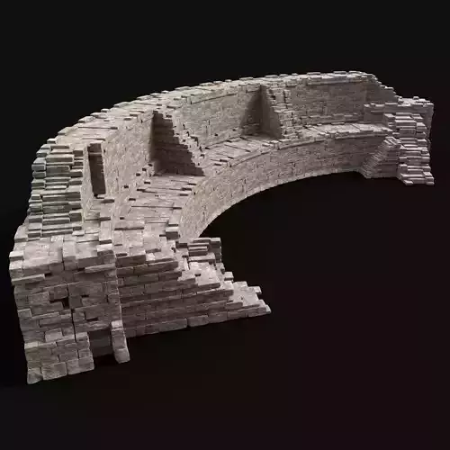 STONE ROCK WALLS ORIENTAL JAPAN CHINESE ARAB TEMPLE RUINS Low-poly 3D model