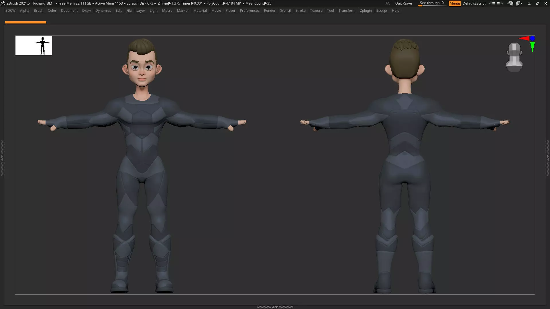 Zbrush Character Basemesh - Richard Style 1 - Scifi 3D model