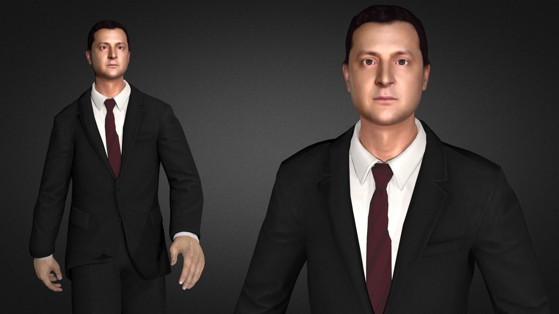 Putin Vladimir Putin and Zelenskyy Volodymyr zelenskyy Low-poly 3D model_1