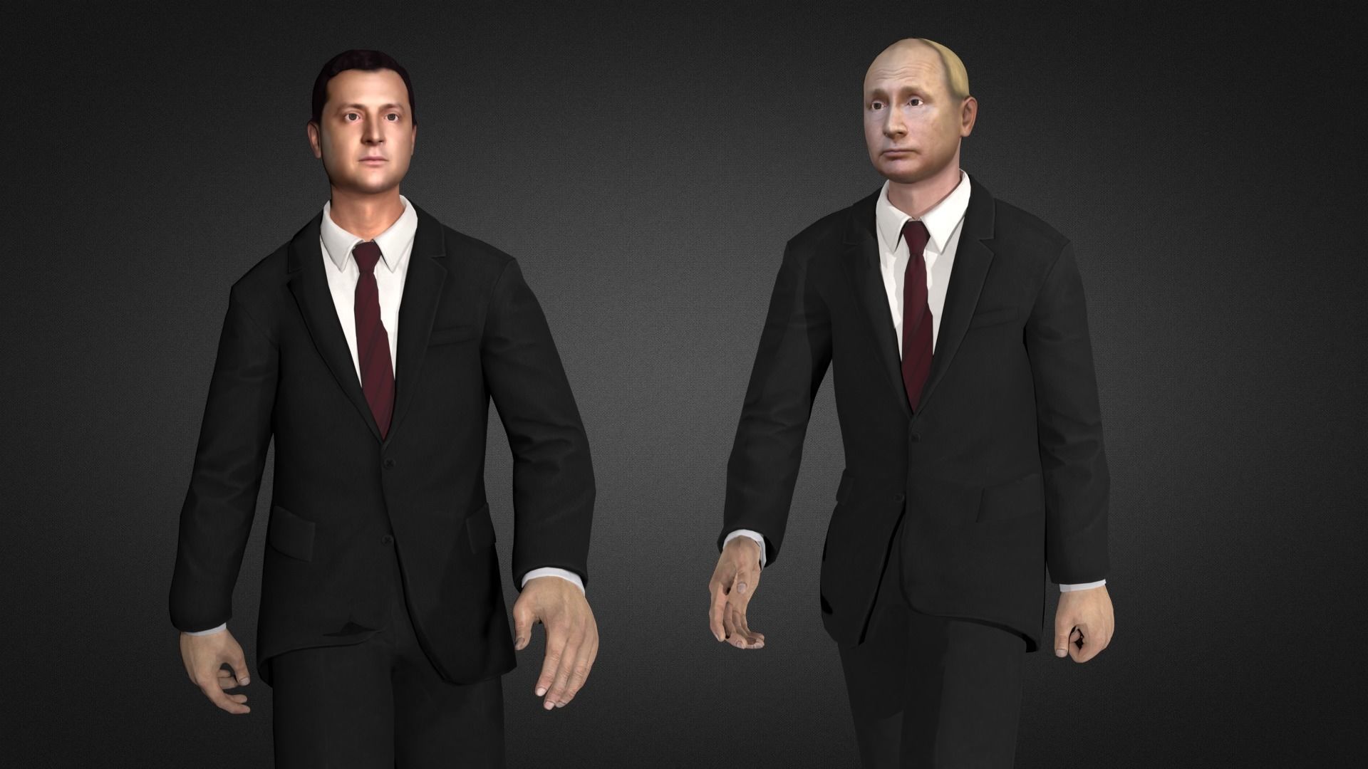 Putin Vladimir Putin and Zelenskyy Volodymyr zelenskyy Low-poly 3D model_2