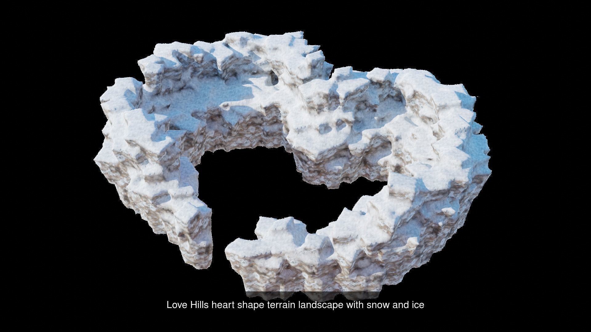 Heart rock terrain fantasy set with two seasons 3D Model Collection_3
