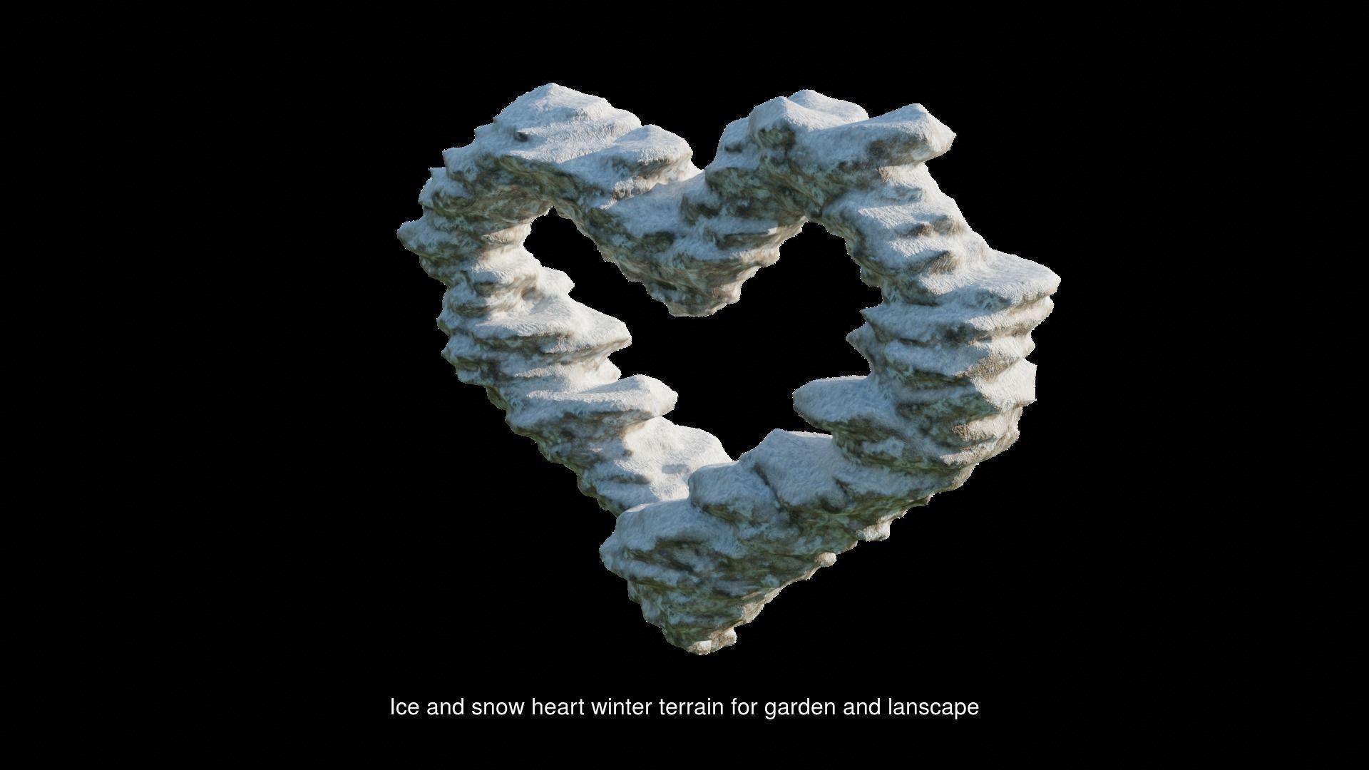Heart rock terrain fantasy set with two seasons 3D Model Collection_4