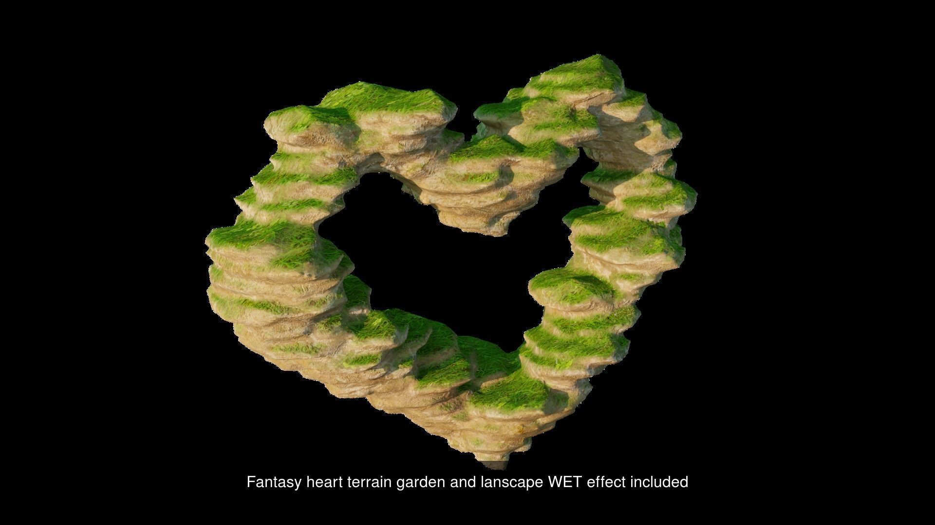 Heart rock terrain fantasy set with two seasons 3D Model Collection_5