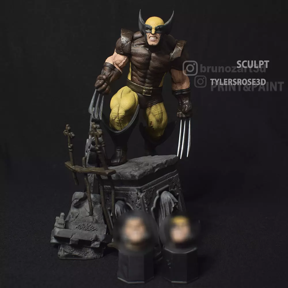 Wolverine statue 3D print model_0