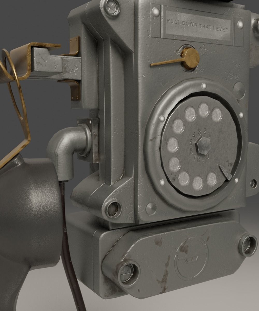 AAA Old retro phone  Low-poly 3D model_10