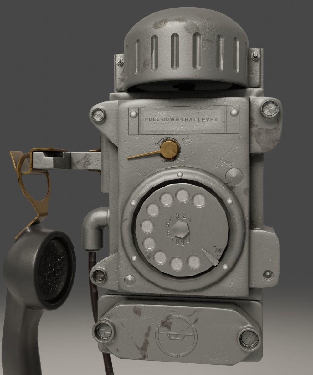 AAA Old retro phone  Low-poly 3D model_8