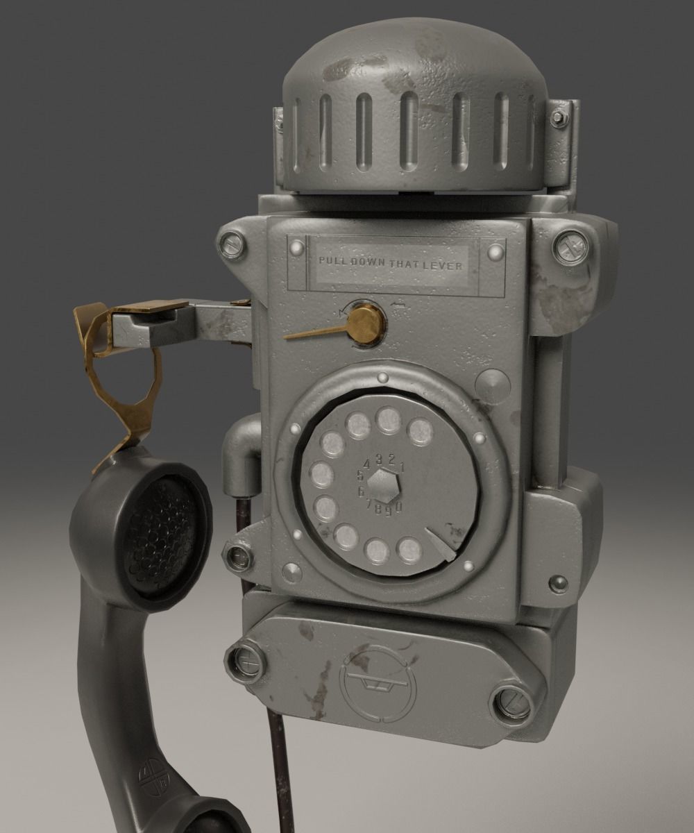 AAA Old retro phone  Low-poly 3D model_11