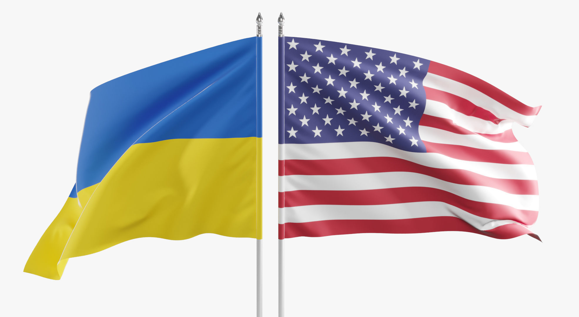 Flag USA Ukraine Support 3D model_3