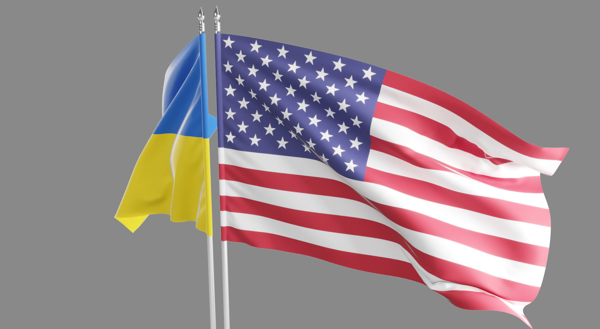 Flag USA Ukraine Support 3D model_6
