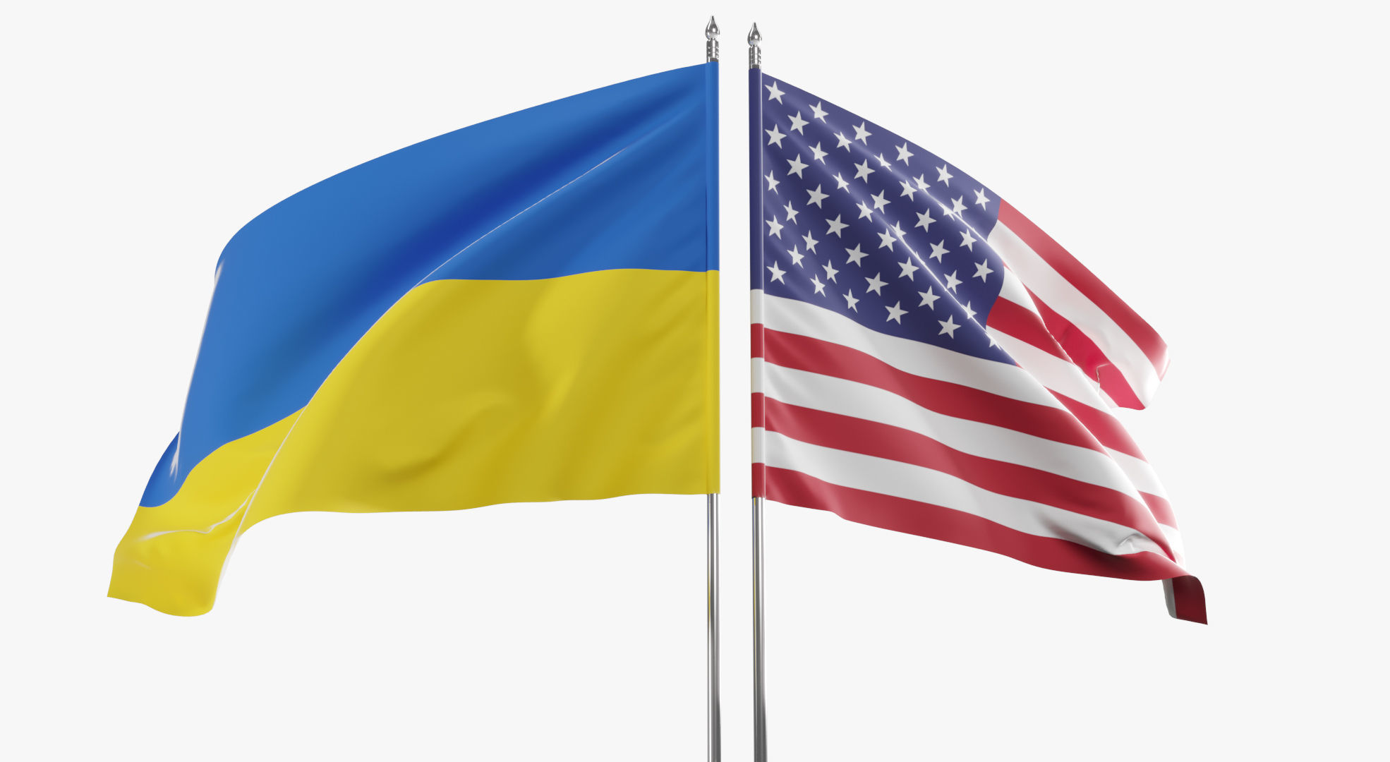 Flag USA Ukraine Support 3D model_7
