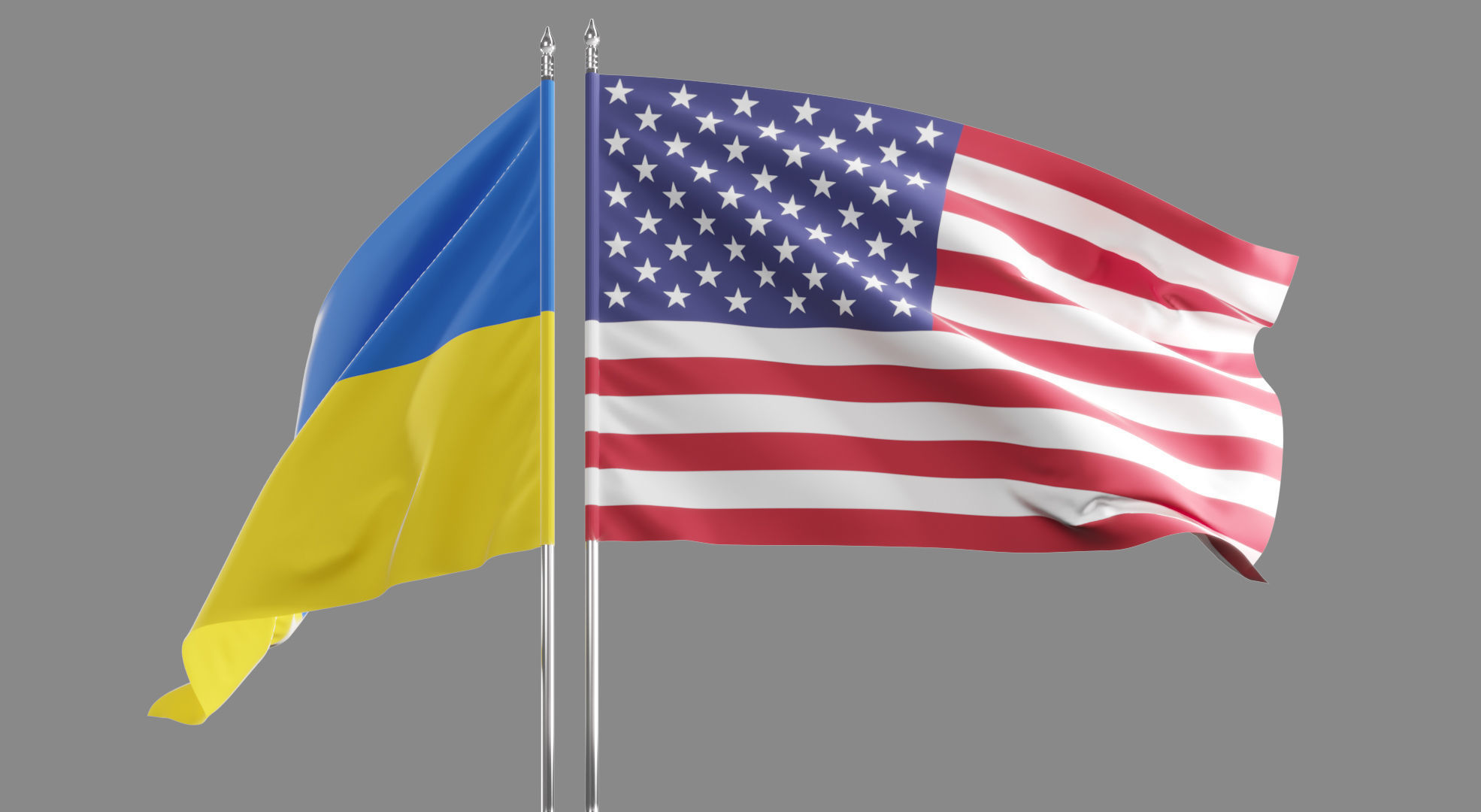 Flag USA Ukraine Support 3D model_10