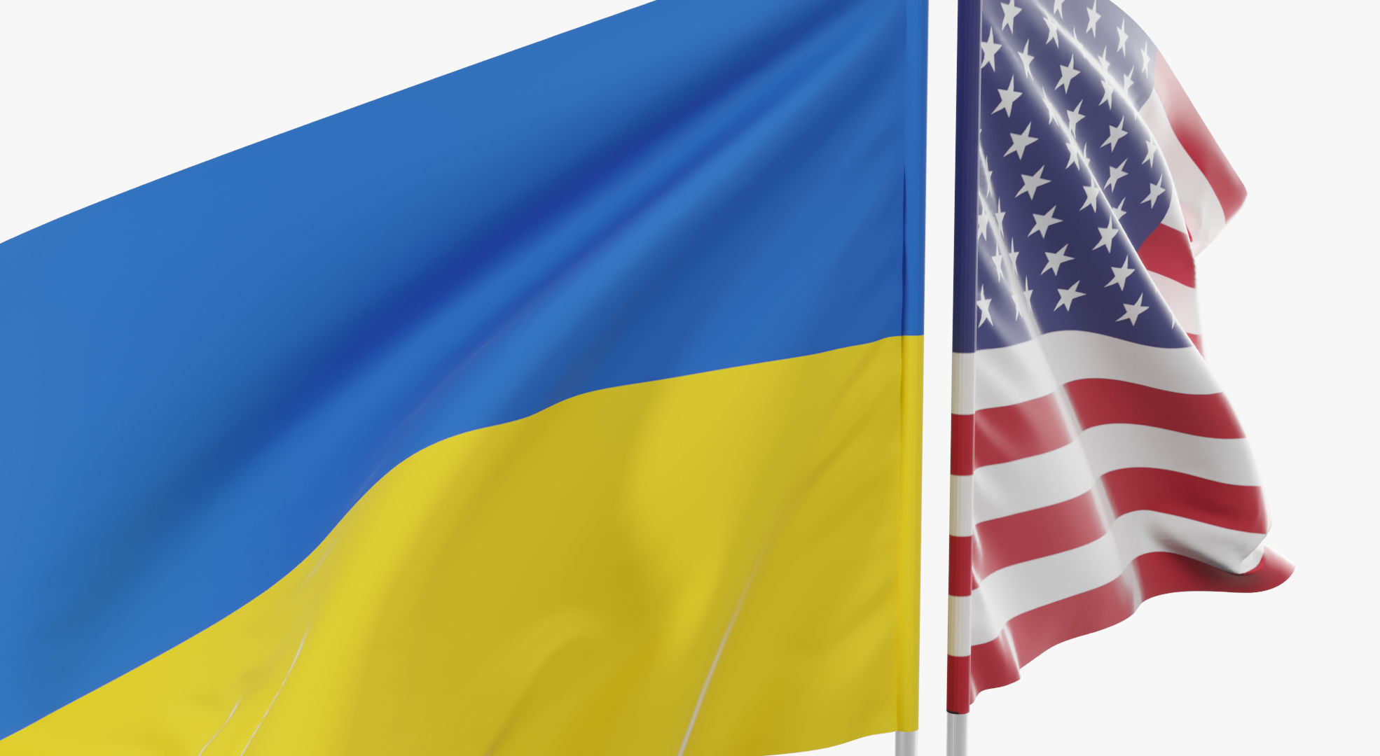 Flag USA Ukraine Support 3D model_5