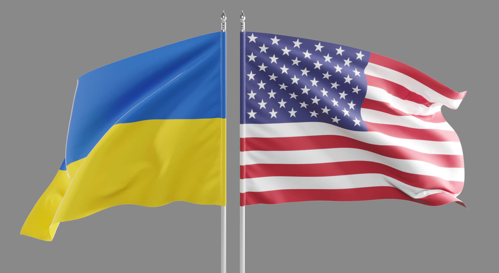 Flag USA Ukraine Support 3D model_2