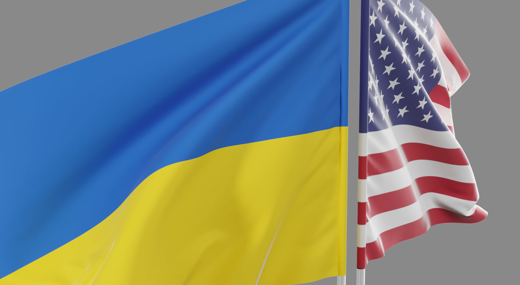 Flag USA Ukraine Support 3D model_4