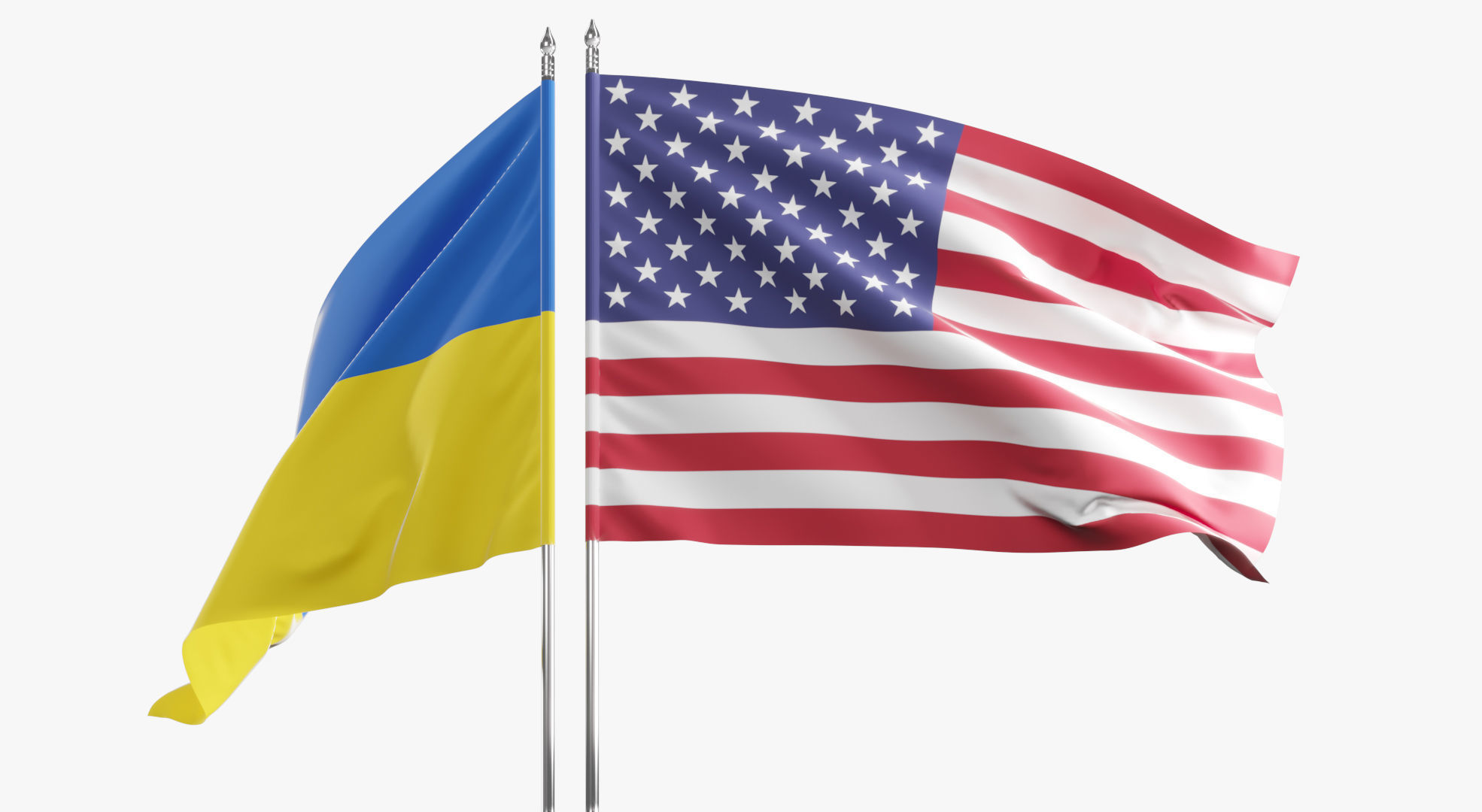 Flag USA Ukraine Support 3D model_9