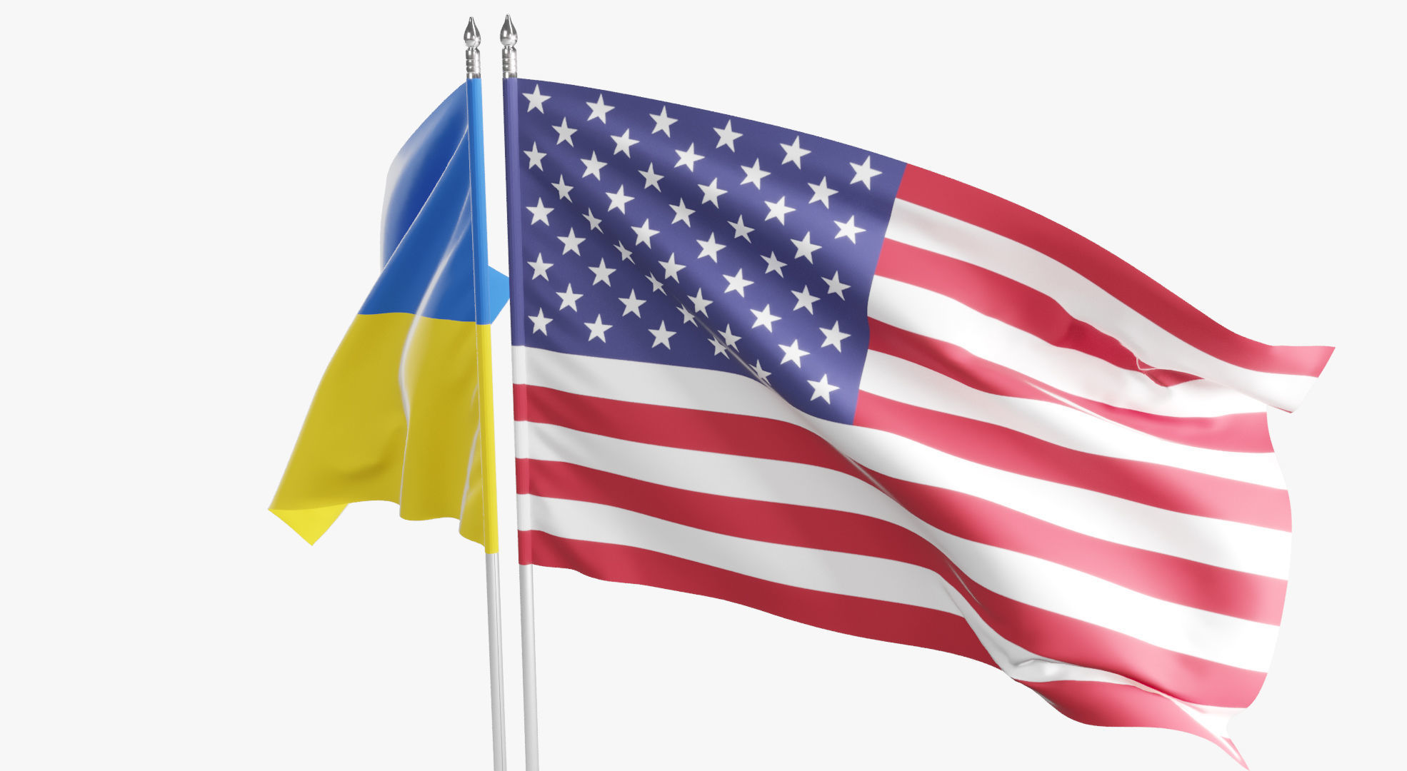 Flag USA Ukraine Support 3D model_1