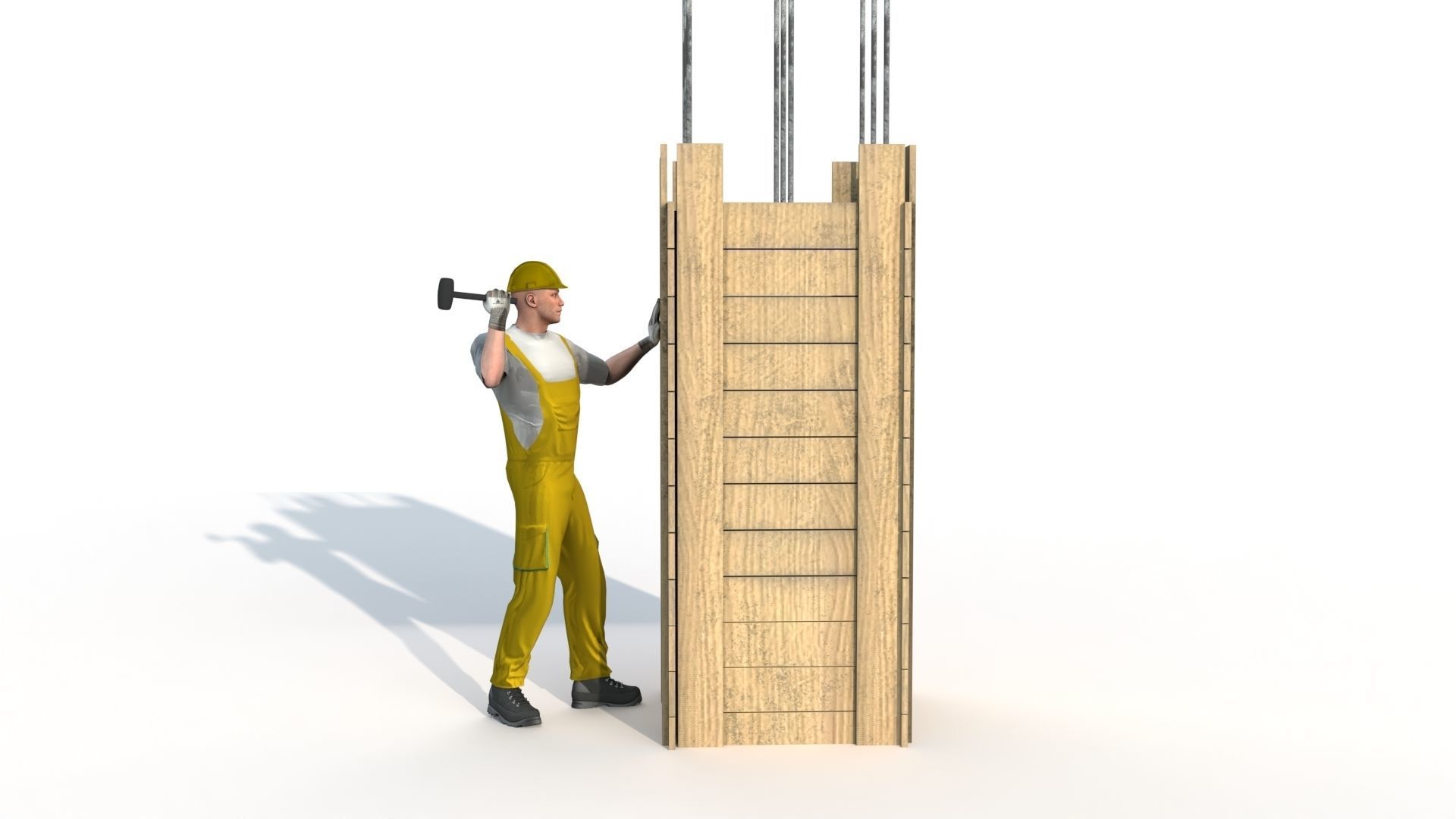 Workman Idle Animation 05 Low-poly 3D model_7