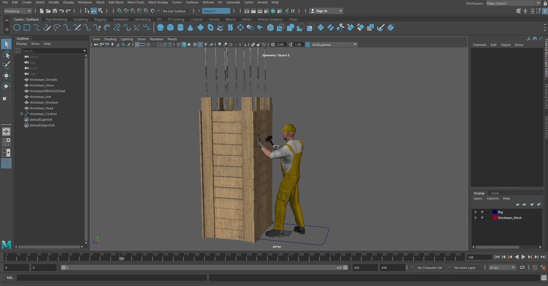 Workman Idle Animation 05 Low-poly 3D model_21