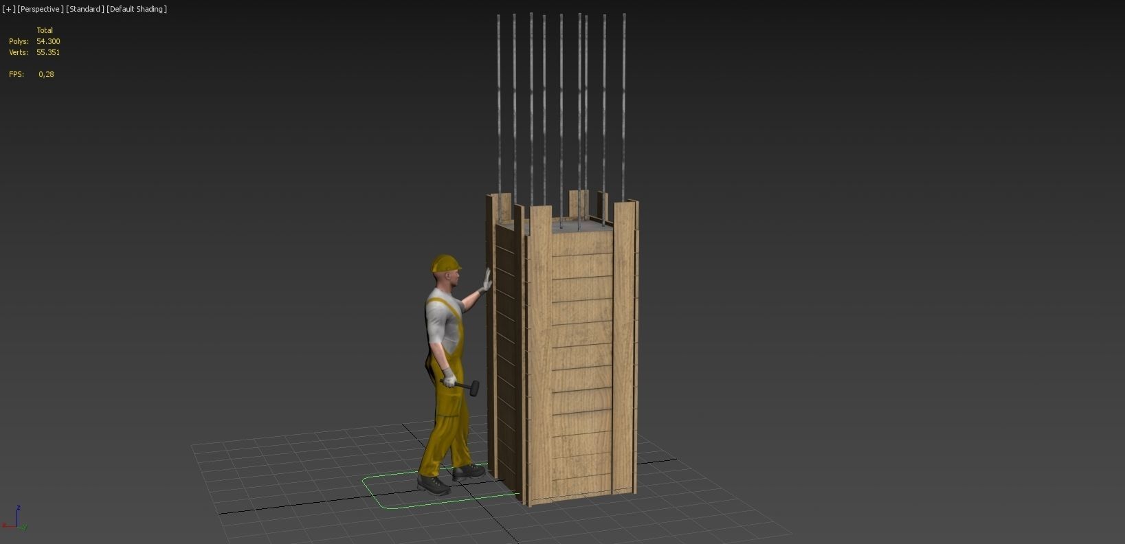 Workman Idle Animation 05 Low-poly 3D model_19