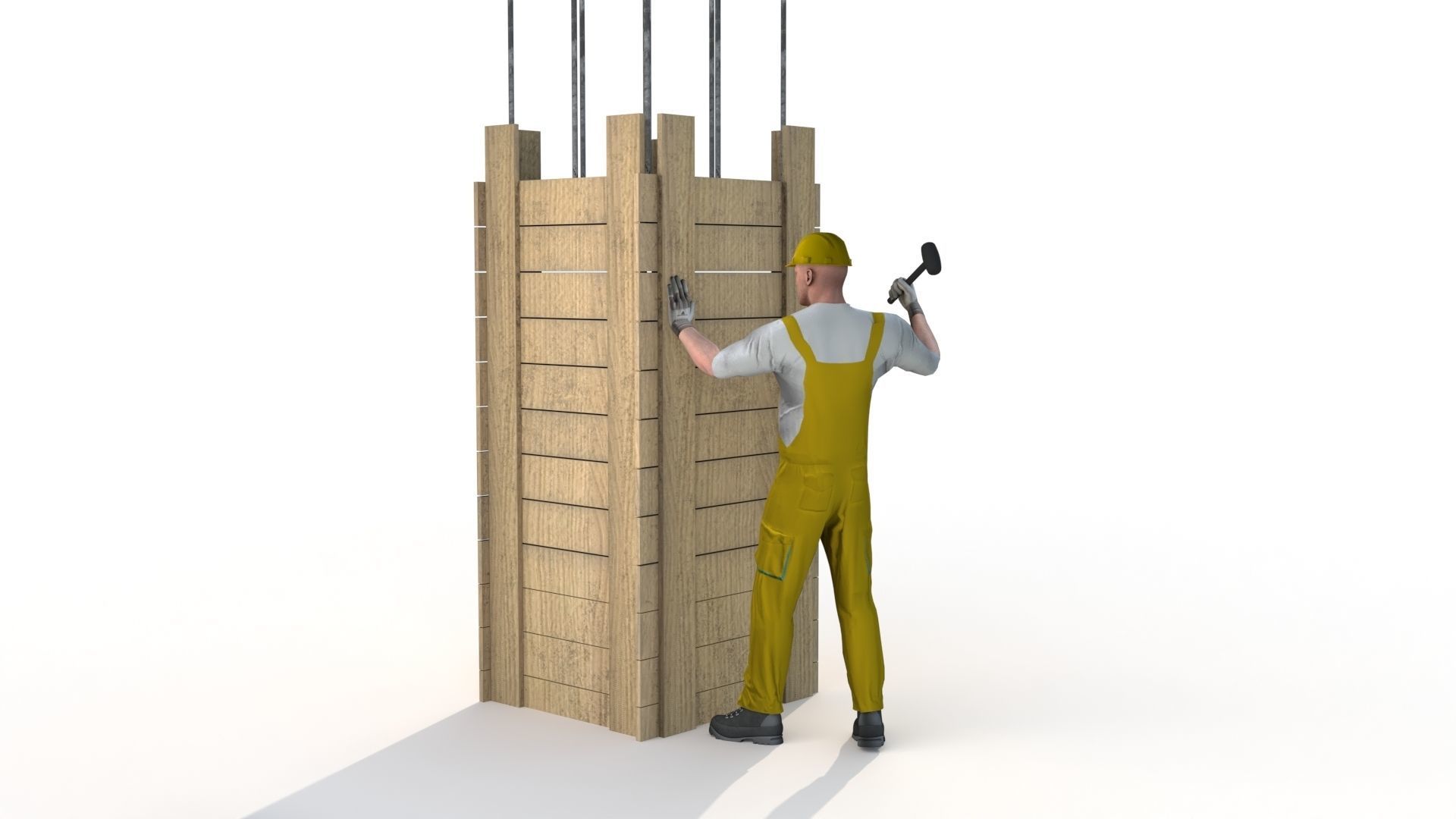 Workman Idle Animation 05 Low-poly 3D model_4