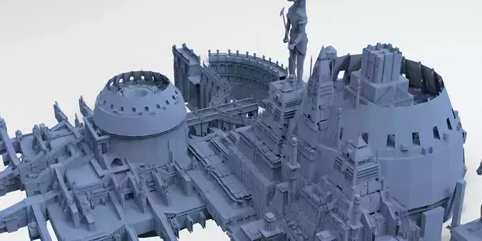 Ancient Egyptian Gods Halls Arena City 4  3D model