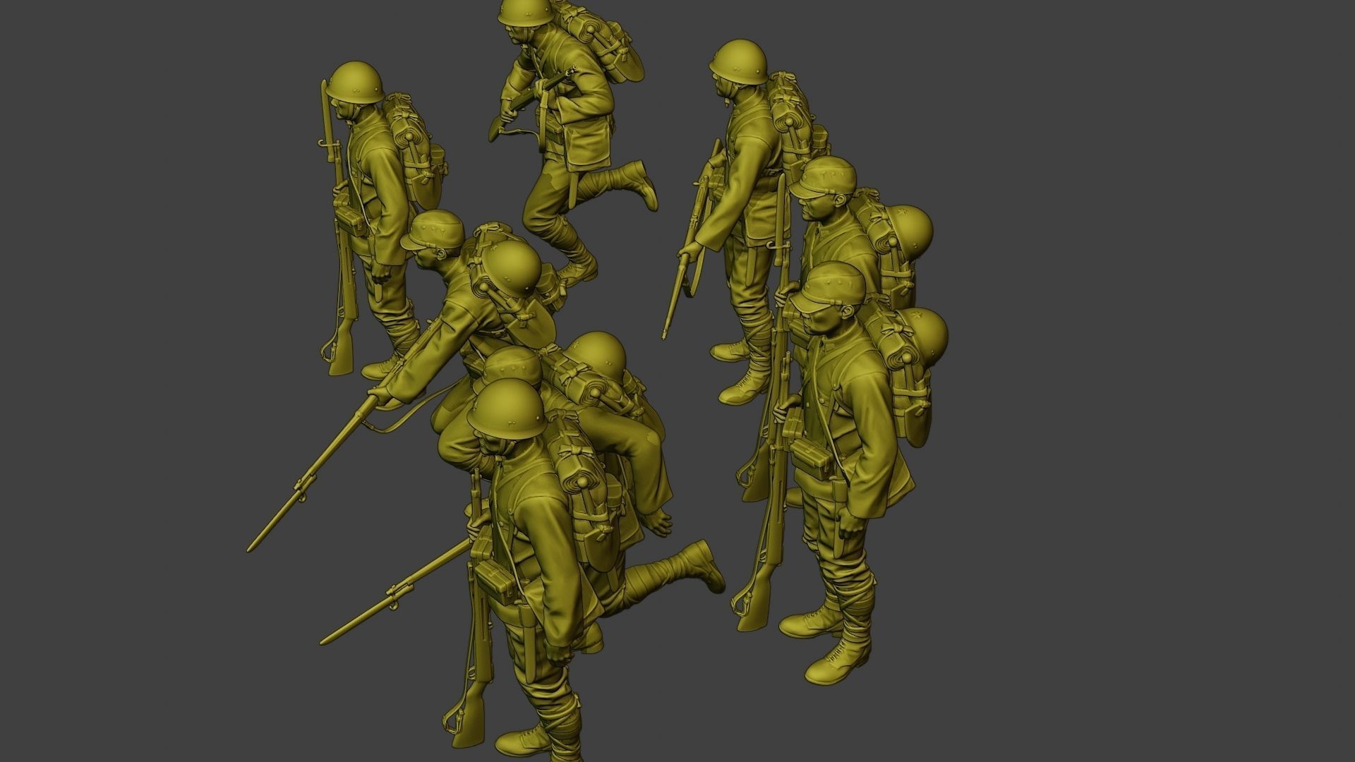 Japanese soldiers ww2 J1 Pack1 3D Model Collection_30