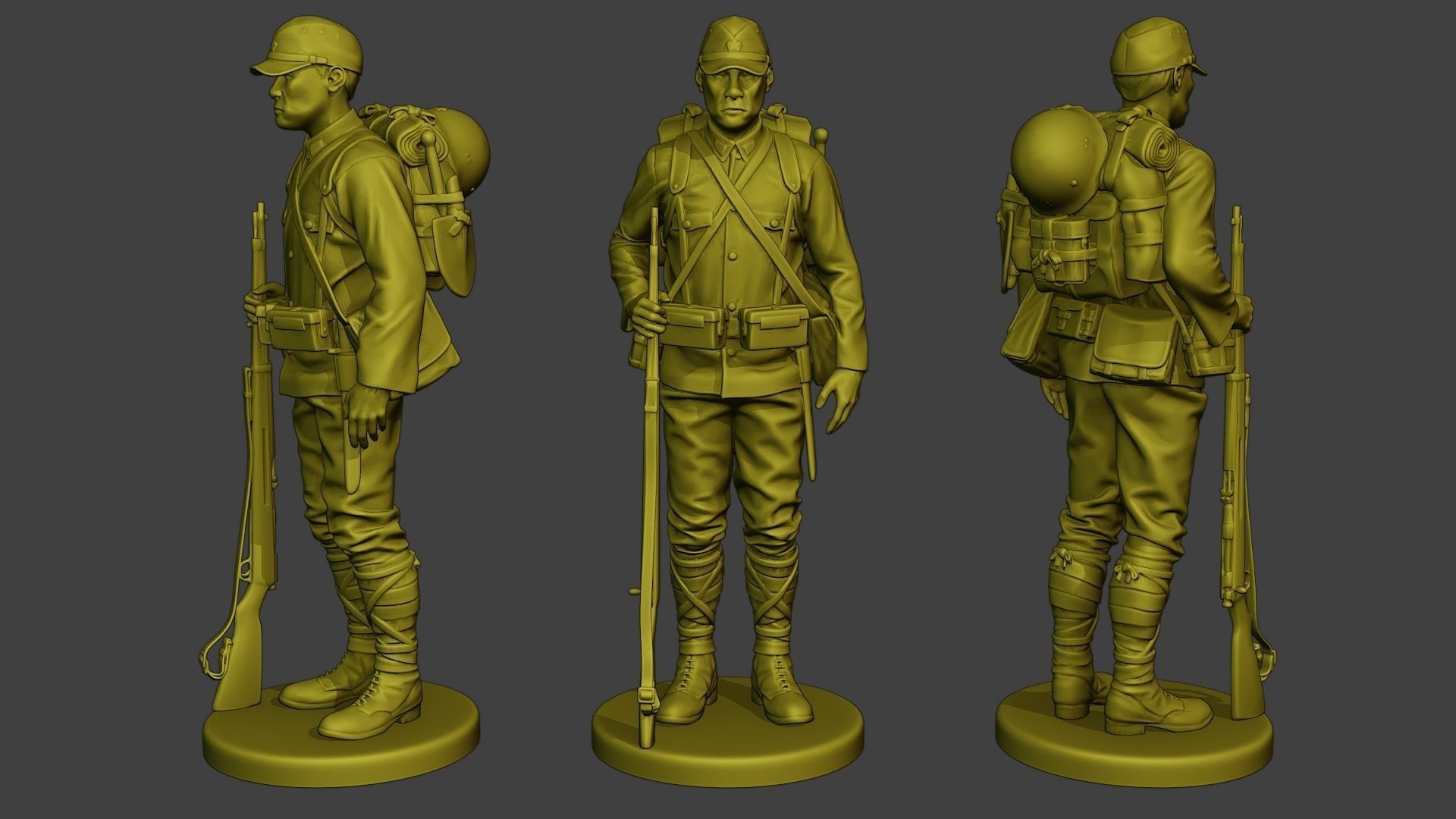 Japanese soldiers ww2 J1 Pack1 3D Model Collection_8