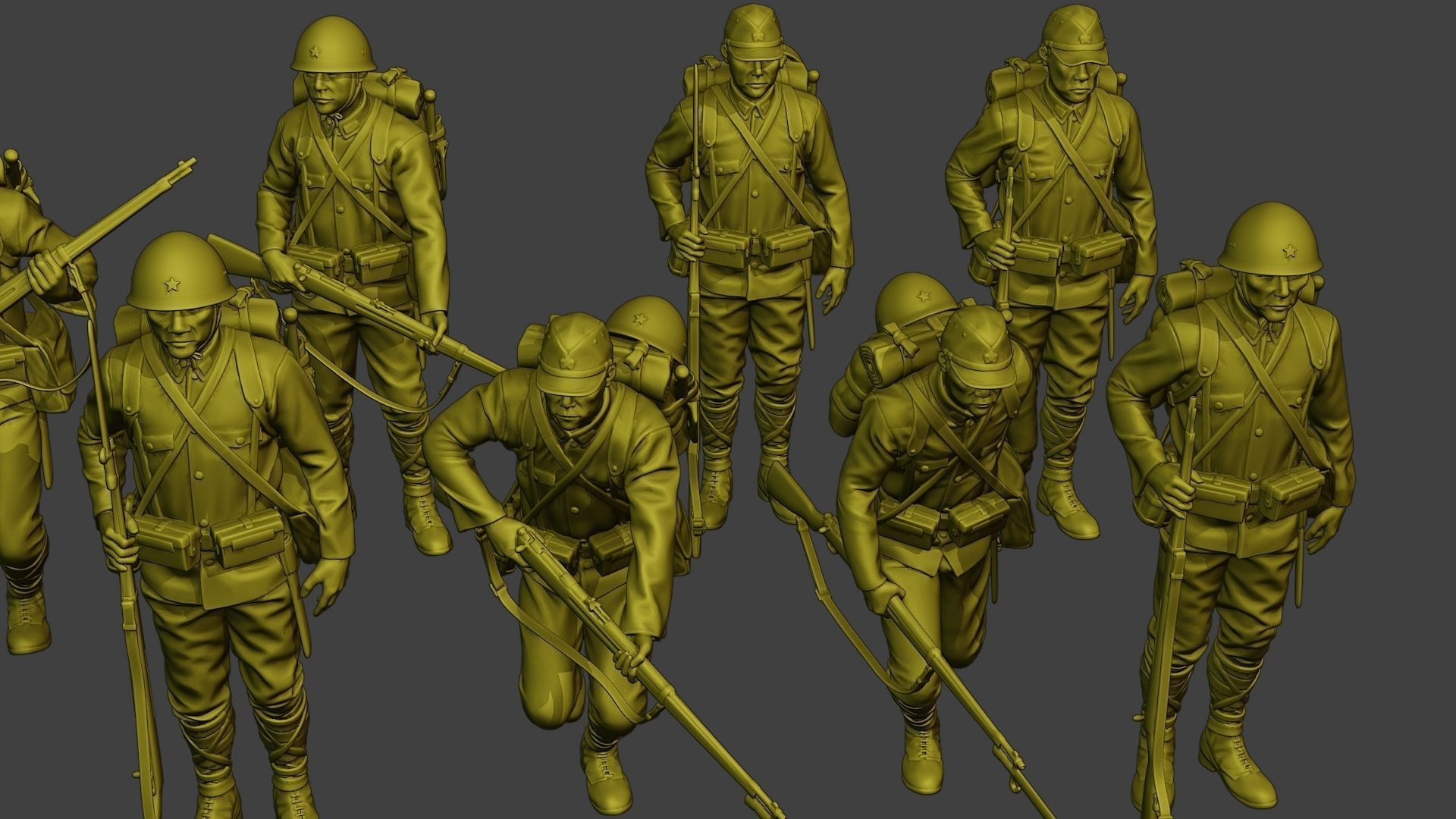 Japanese soldiers ww2 J1 Pack1 3D Model Collection_20