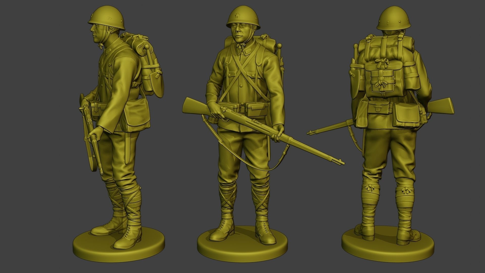 Japanese soldiers ww2 J1 Pack1 3D Model Collection_9