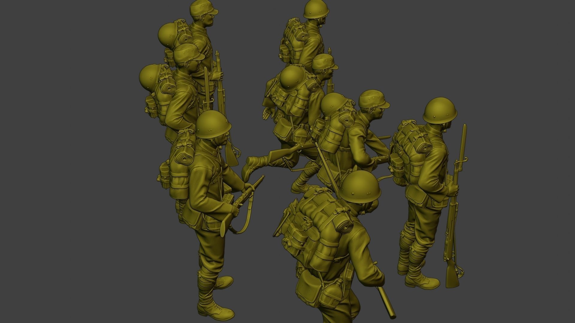 Japanese soldiers ww2 J1 Pack1 3D Model Collection_23