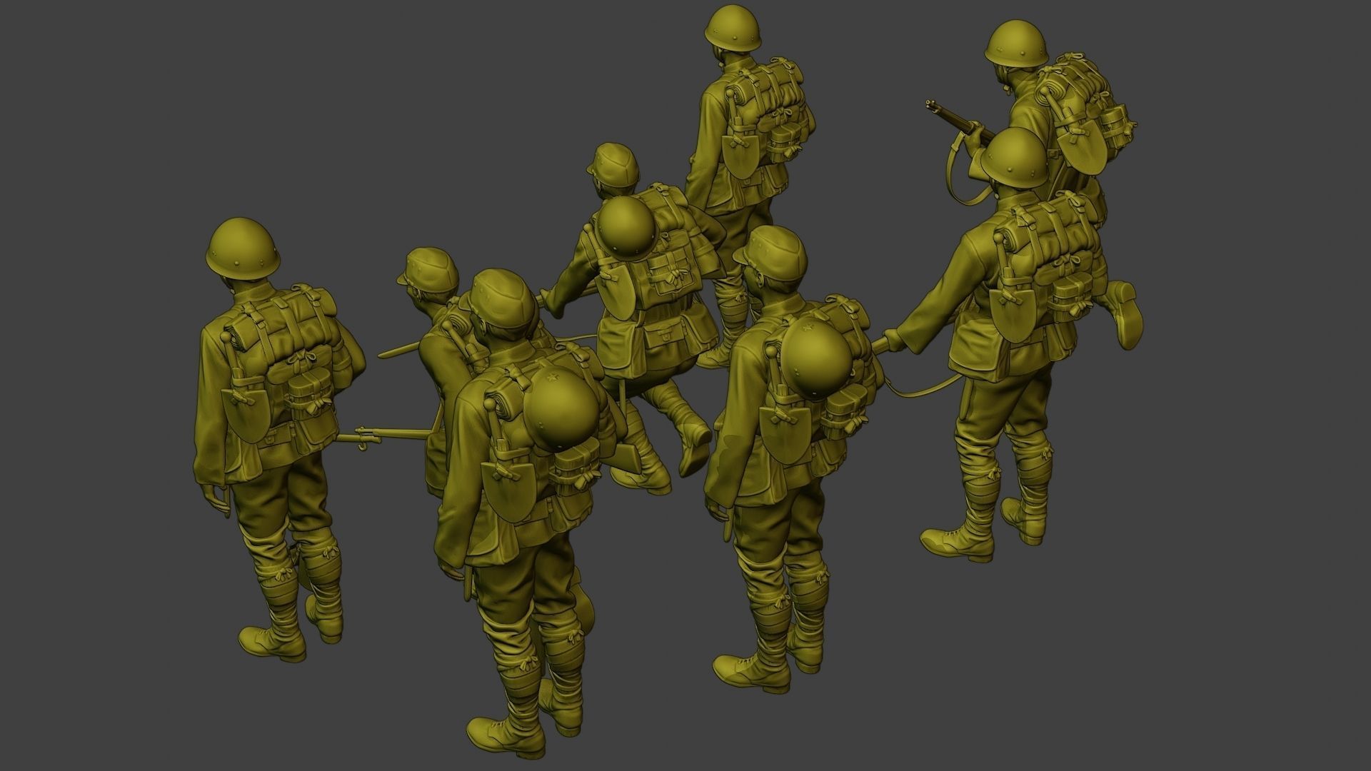 Japanese soldiers ww2 J1 Pack1 3D Model Collection_11