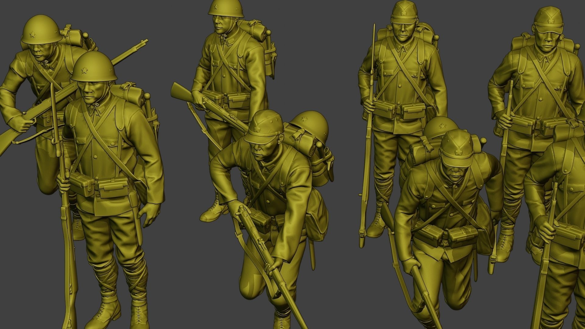 Japanese soldiers ww2 J1 Pack1 3D Model Collection_25
