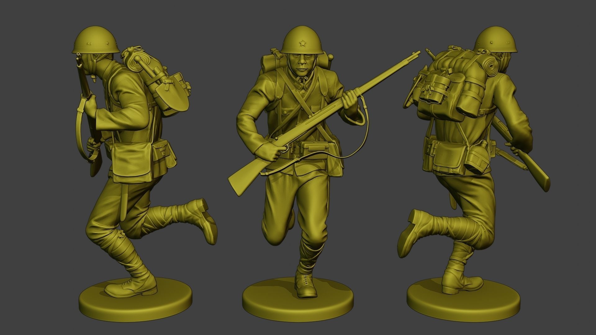 Japanese soldiers ww2 J1 Pack1 3D Model Collection_2