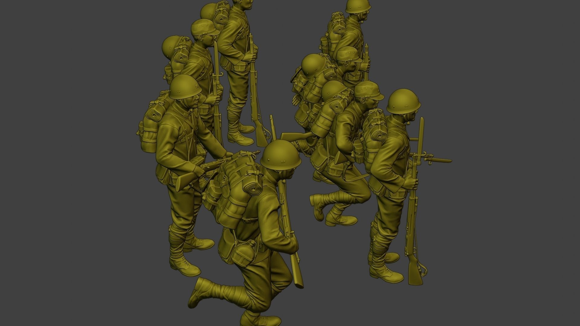 Japanese soldiers ww2 J1 Pack1 3D Model Collection_13