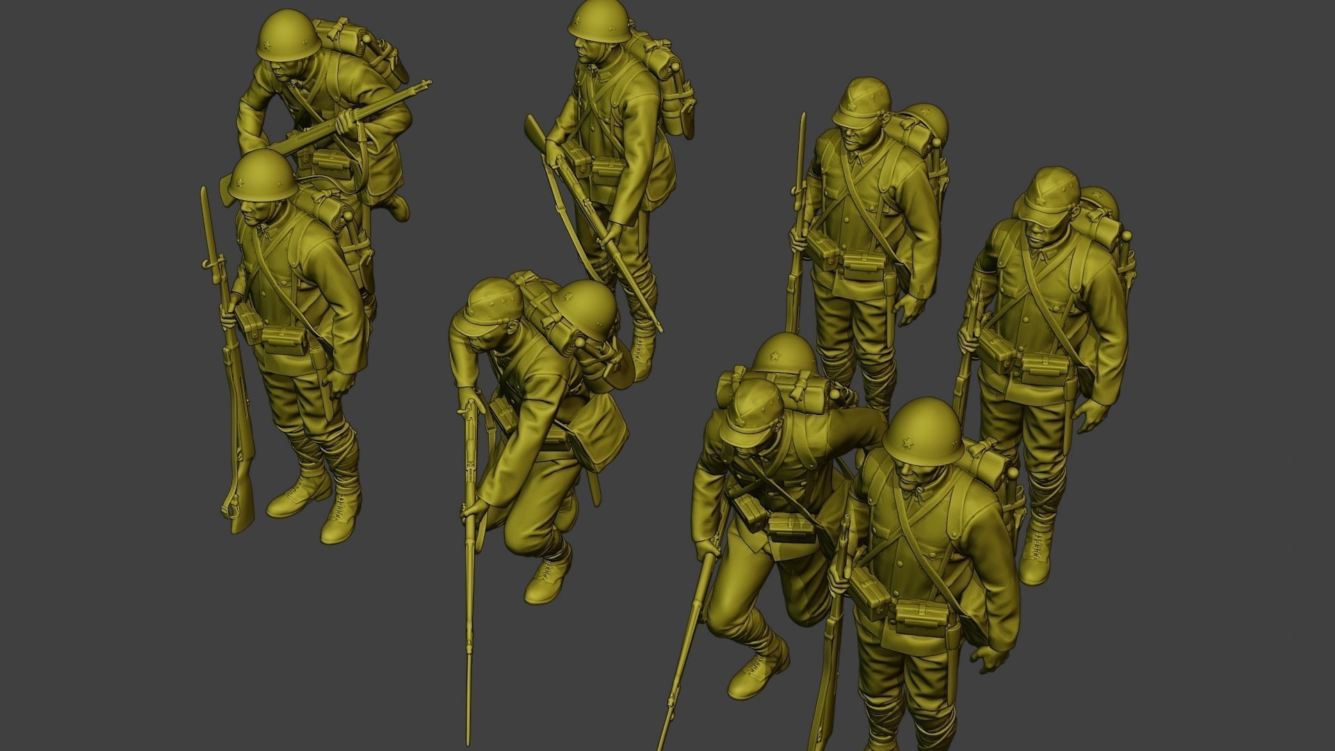 Japanese soldiers ww2 J1 Pack1 3D Model Collection_21