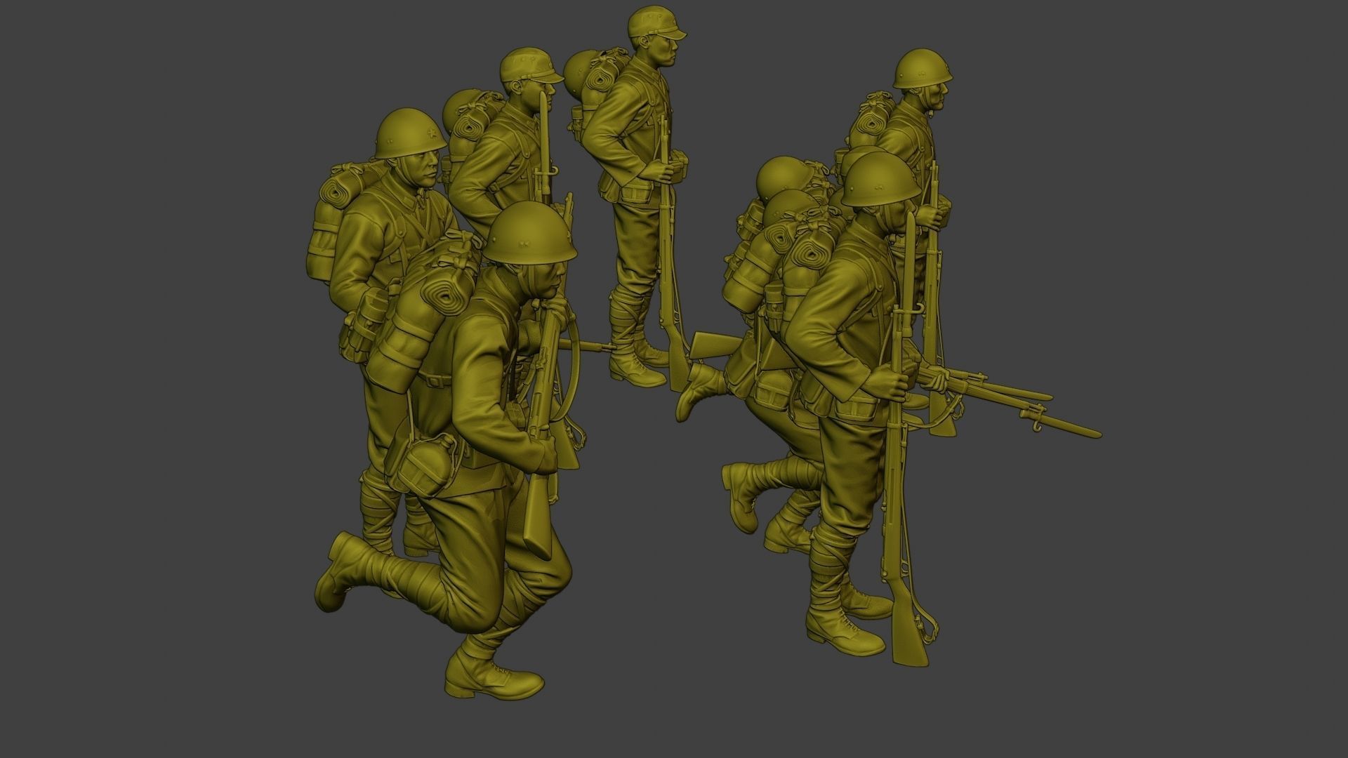Japanese soldiers ww2 J1 Pack1 3D Model Collection_12