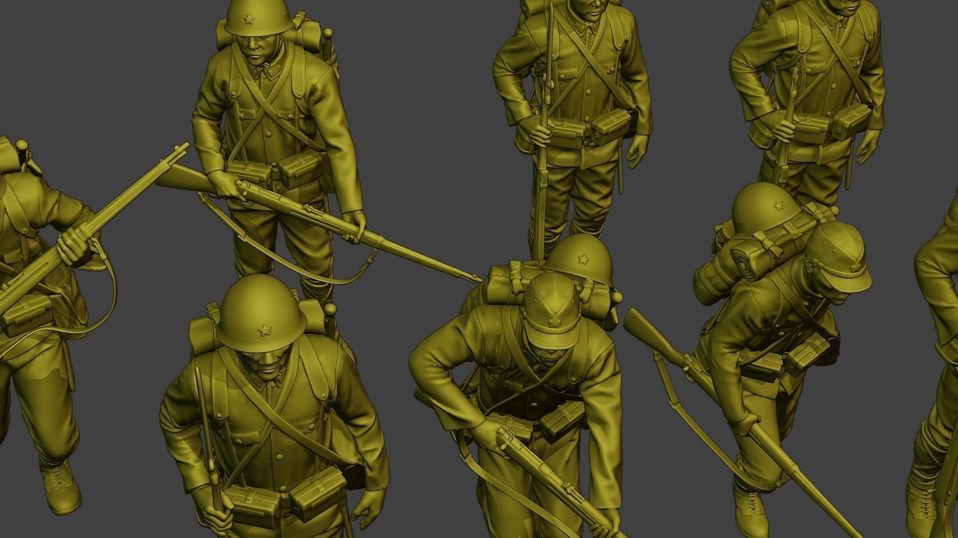 Japanese soldiers ww2 J1 Pack1 3D Model Collection_19