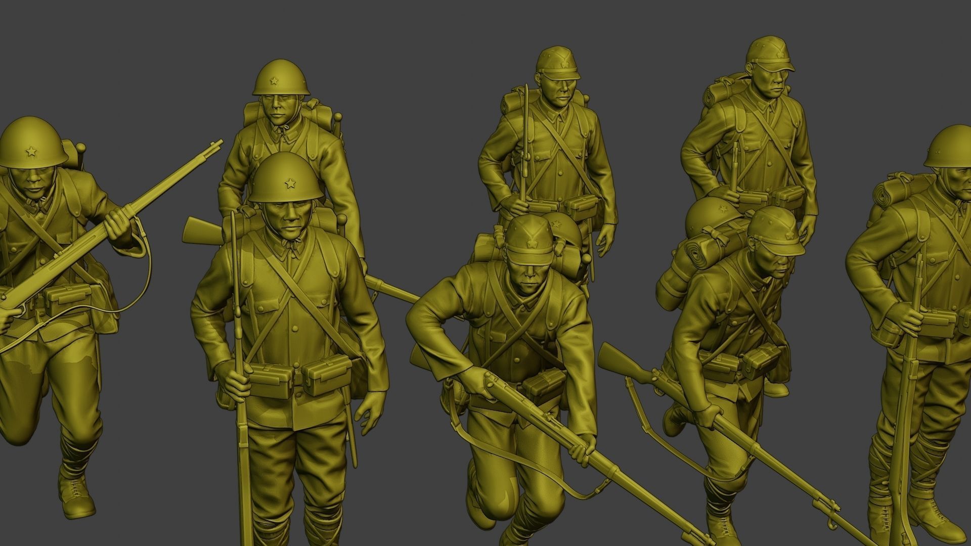 Japanese soldiers ww2 J1 Pack1 3D Model Collection_18