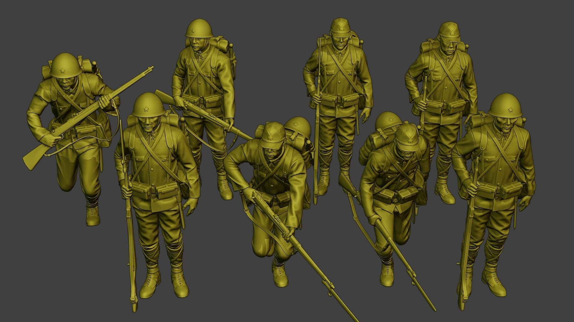 Japanese soldiers ww2 J1 Pack1 3D Model Collection_15