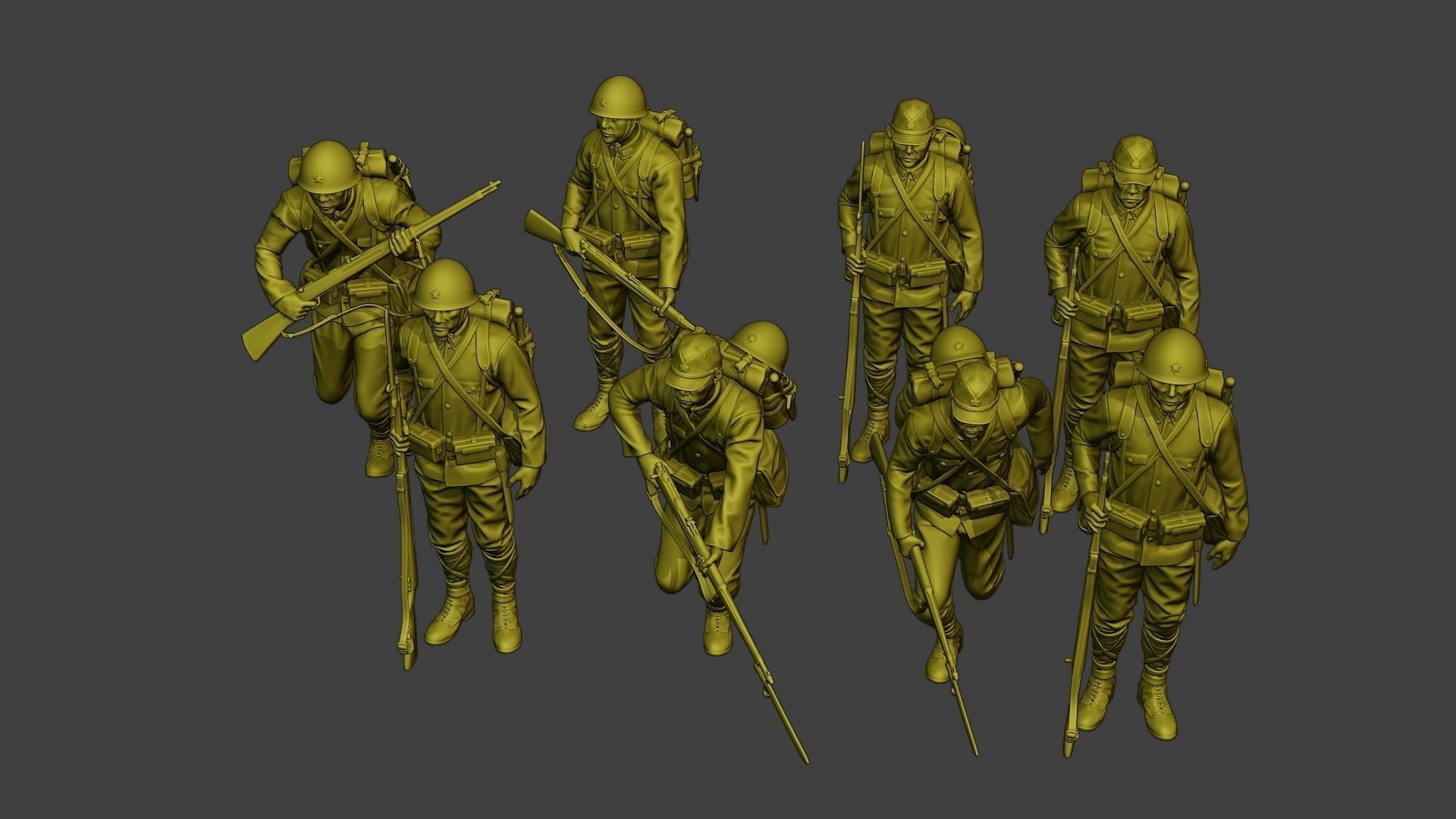 Japanese soldiers ww2 J1 Pack1 3D Model Collection_16