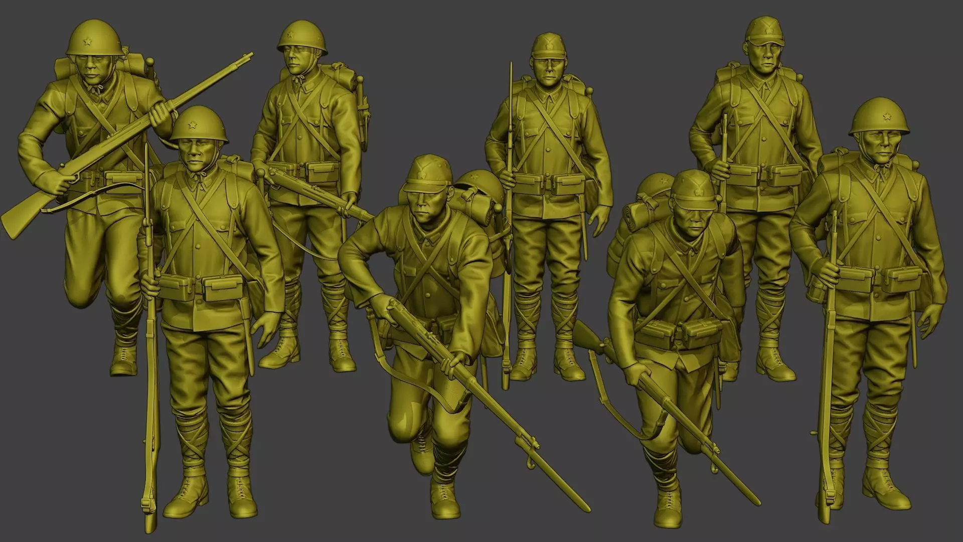 Japanese soldiers ww2 J1 Pack1 3D Model Collection_0
