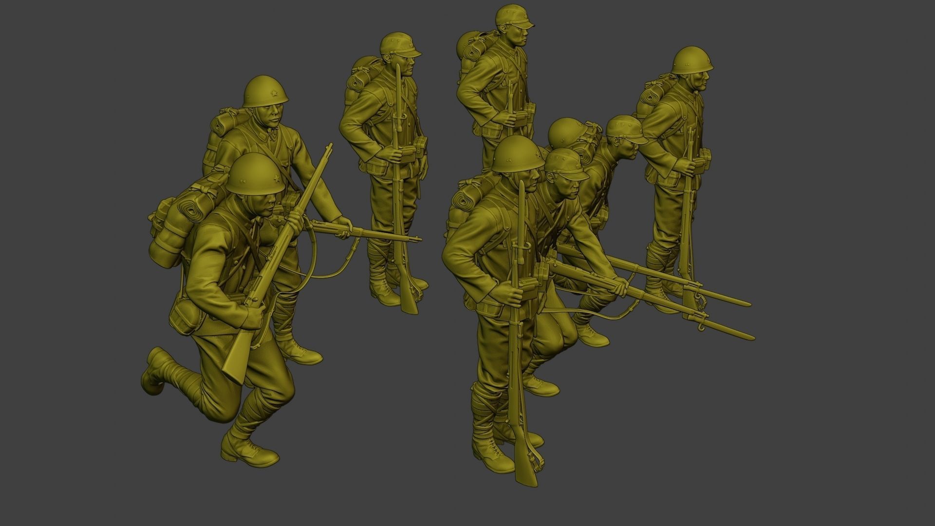 Japanese soldiers ww2 J1 Pack1 3D Model Collection_29