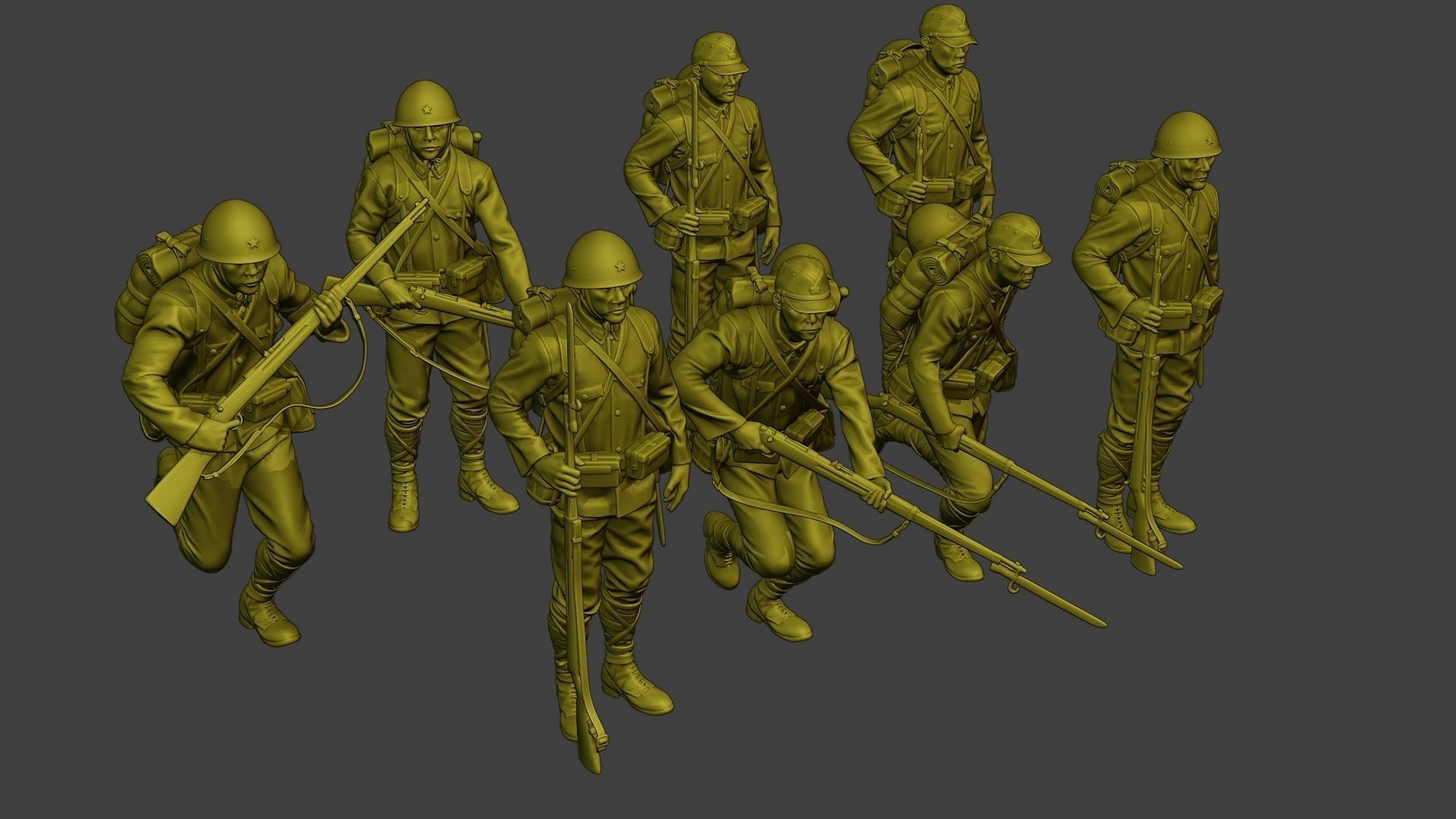 Japanese soldiers ww2 J1 Pack1 3D Model Collection_14