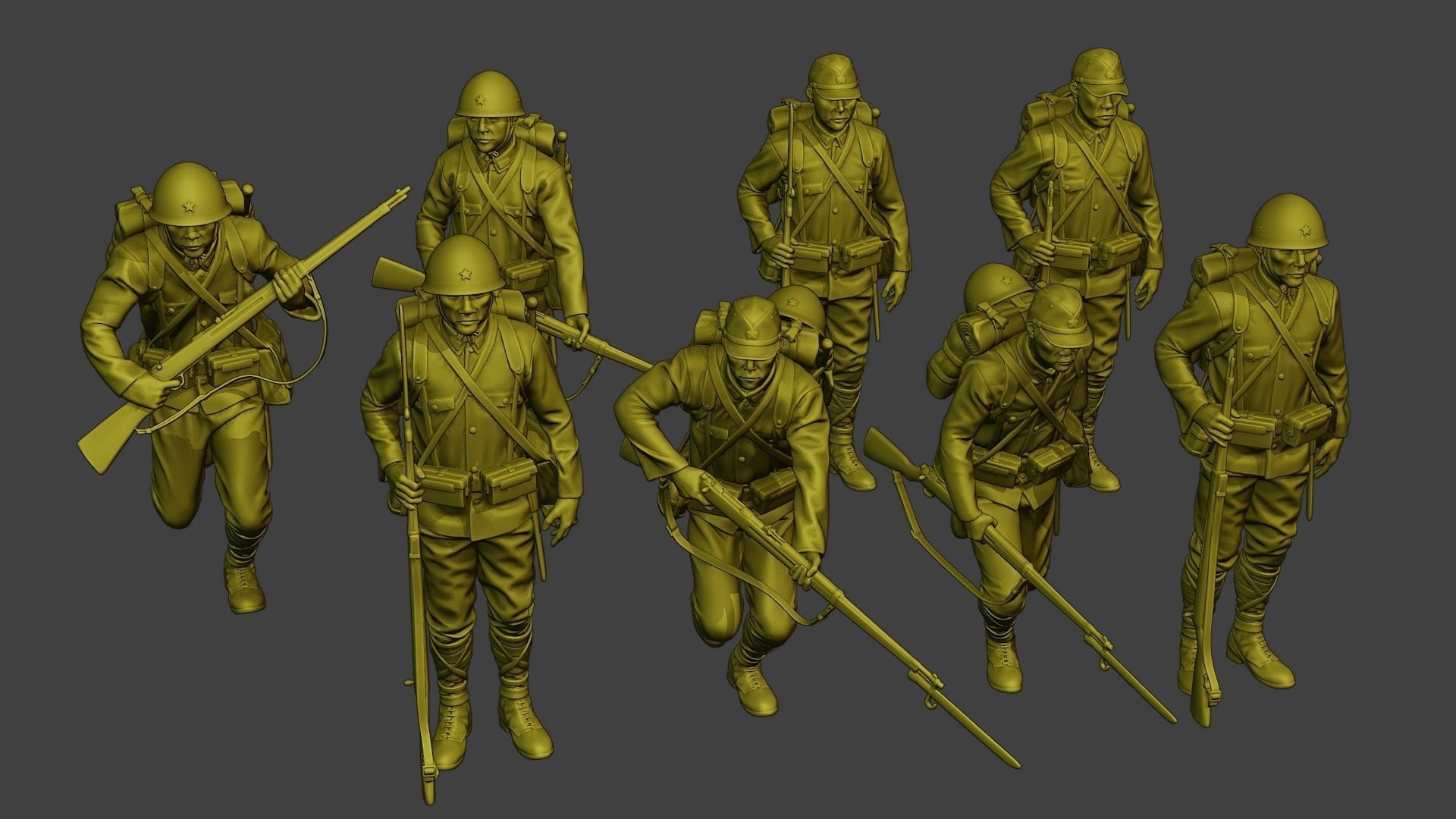 Japanese soldiers ww2 J1 Pack1 3D Model Collection_1