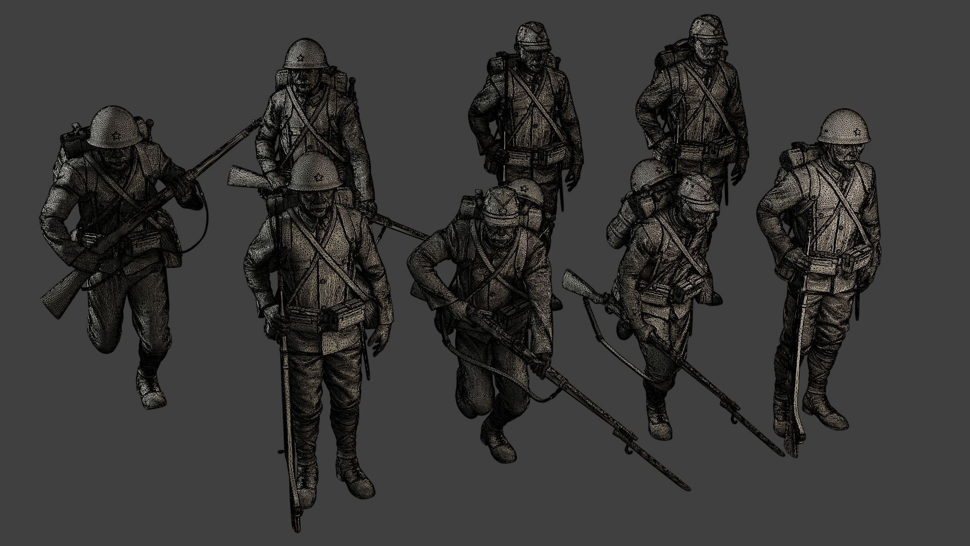 Japanese soldiers ww2 J1 Pack1 3D Model Collection_10