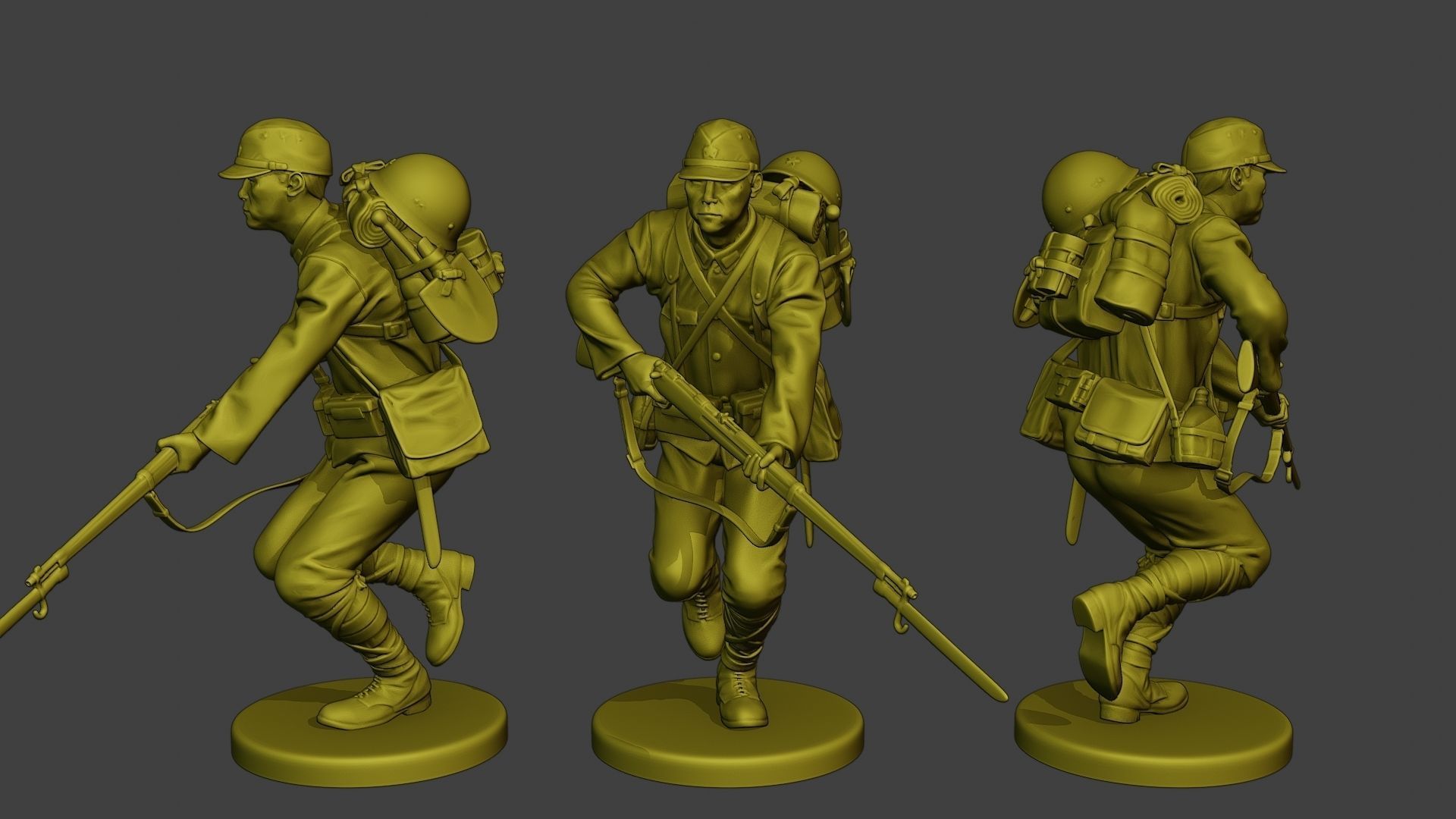 Japanese soldiers ww2 J1 Pack1 3D Model Collection_5