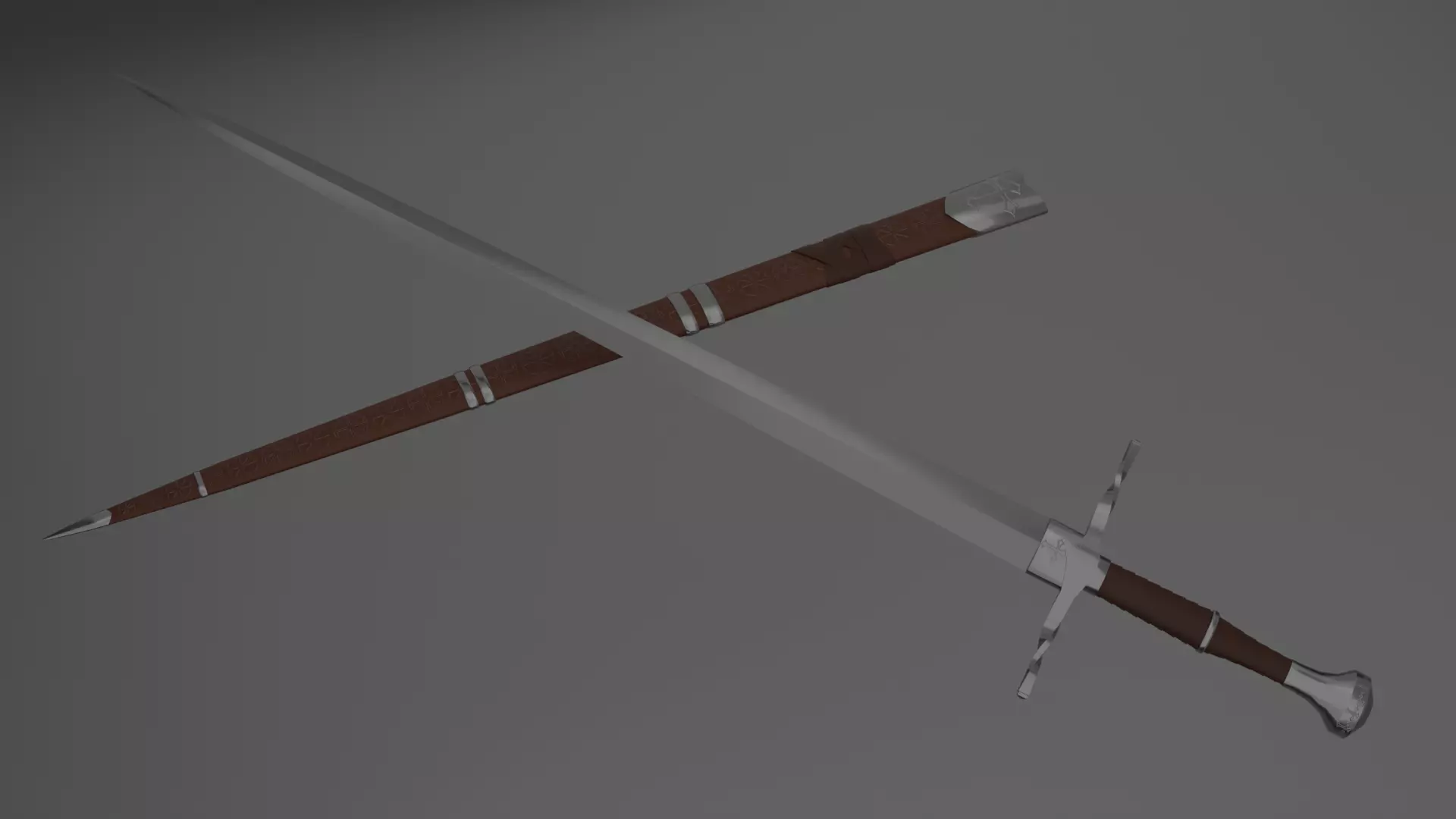 Bastard sword Free low-poly 3D model_0