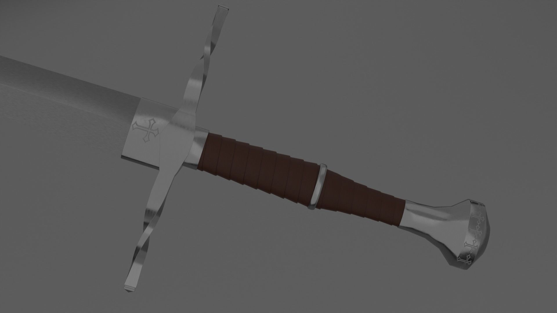 Bastard sword Free low-poly 3D model_1